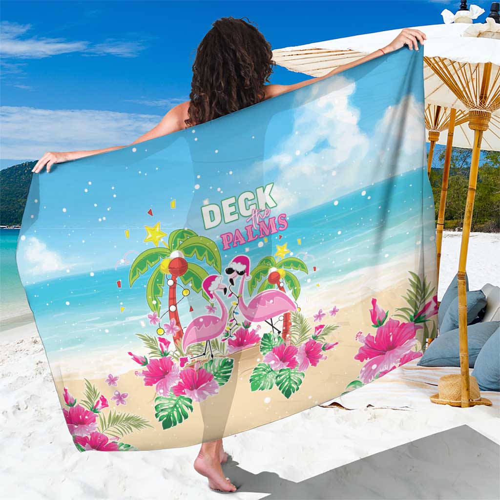 Hawaii Christmas Sarong Deck The Palms Holiday Flamingos