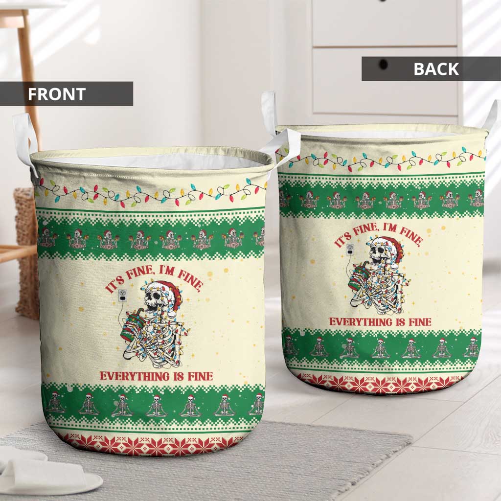 Funny Skeleton Christmas Laundry Basket It's Fine I'm Fine Everything Is Fine - Wonder Print Shop