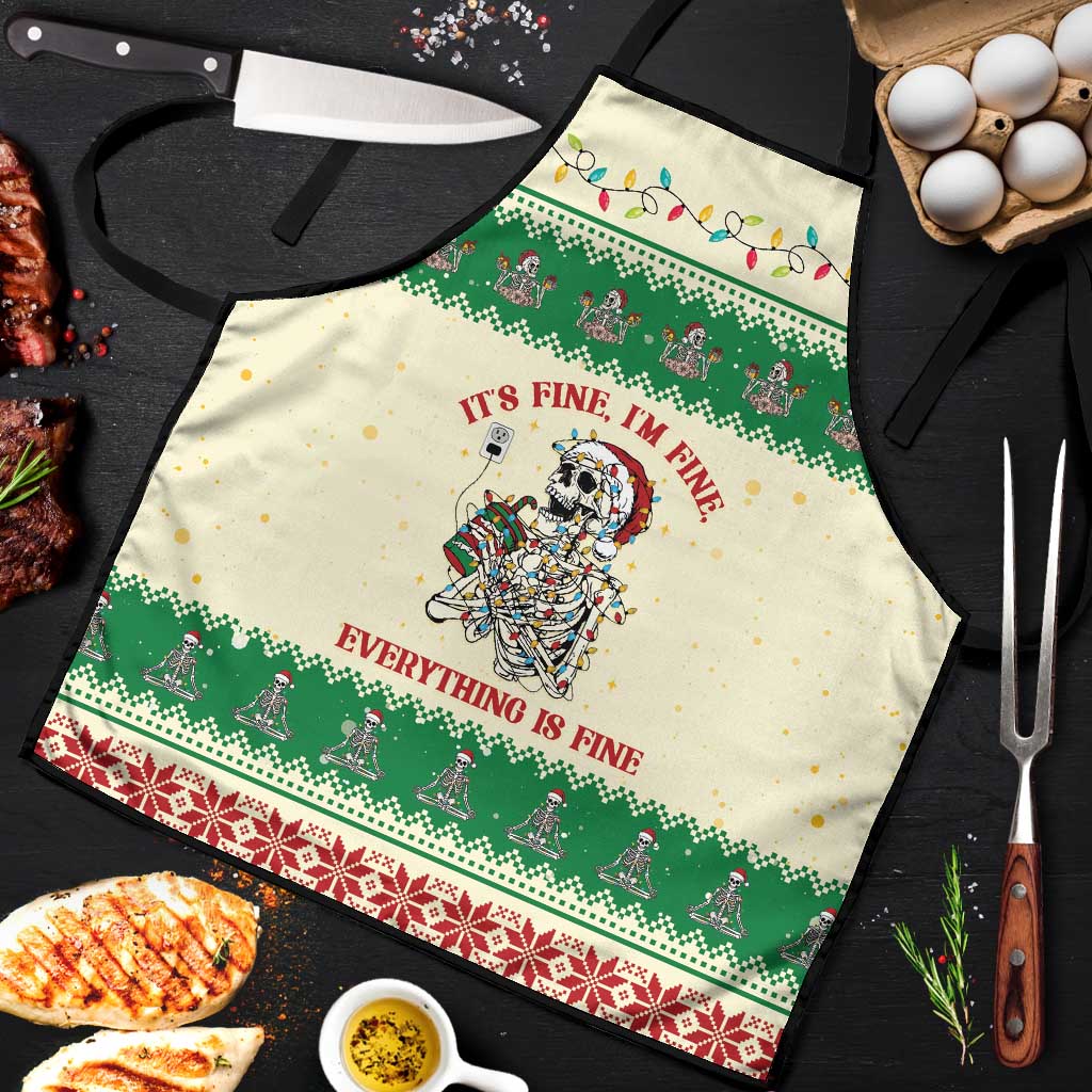 Funny Skeleton Christmas Apron It's Fine I'm Fine Everything Is Fine - Wonder Print Shop