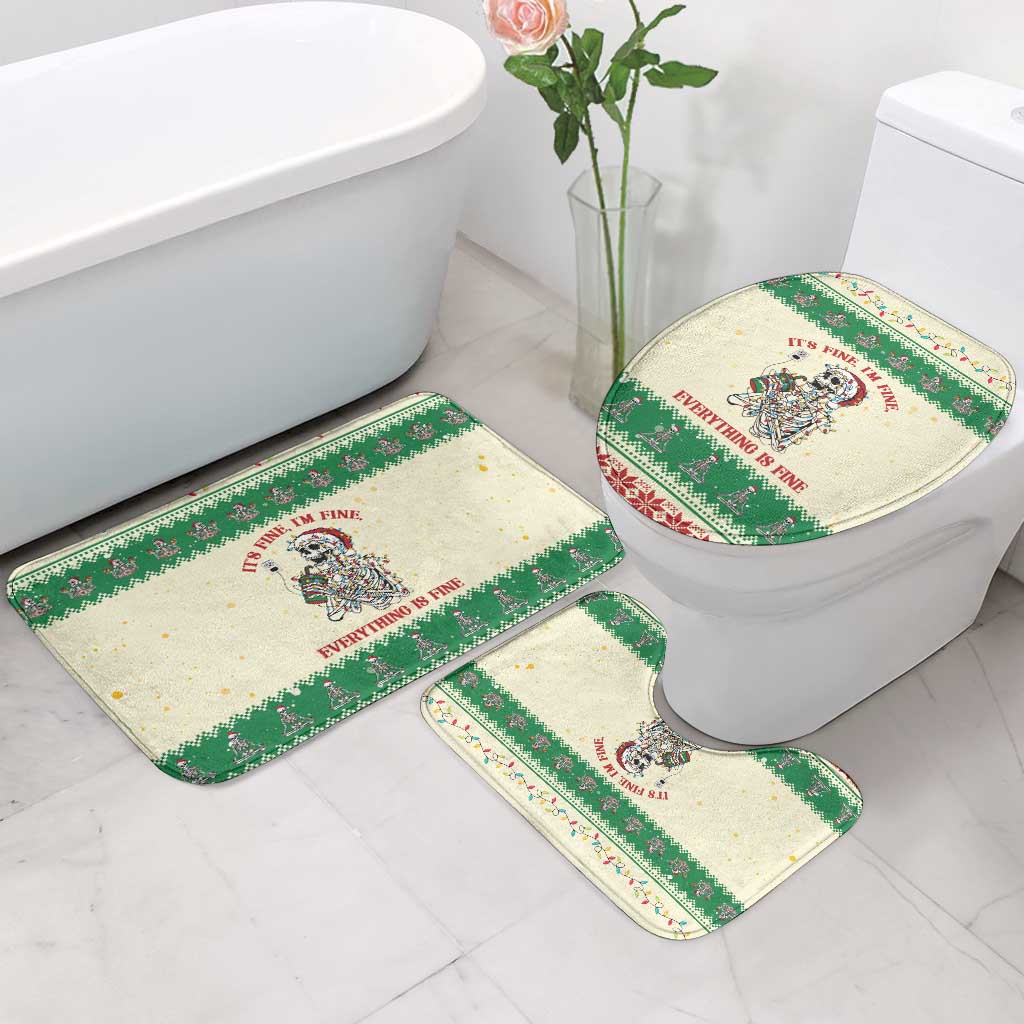 Funny Skeleton Christmas Bathroom Set It's Fine I'm Fine Everything Is Fine - Wonder Print Shop