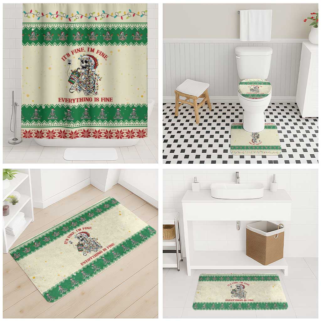 Funny Skeleton Christmas Bathroom Set It's Fine I'm Fine Everything Is Fine - Wonder Print Shop