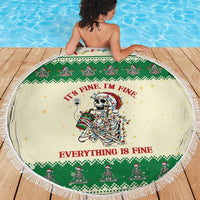 Funny Skeleton Christmas Beach Blanket It's Fine I'm Fine Everything Is Fine - Wonder Print Shop