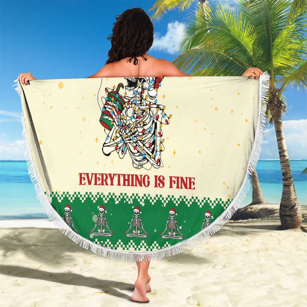 Funny Skeleton Christmas Beach Blanket It's Fine I'm Fine Everything Is Fine - Wonder Print Shop
