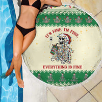 Funny Skeleton Christmas Beach Blanket It's Fine I'm Fine Everything Is Fine - Wonder Print Shop