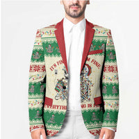 Funny Skeleton Christmas Blazer It's Fine I'm Fine Everything Is Fine - Wonder Print Shop