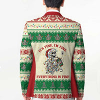 Funny Skeleton Christmas Blazer It's Fine I'm Fine Everything Is Fine - Wonder Print Shop