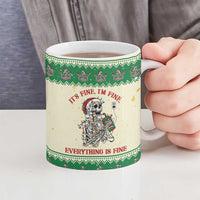 Funny Skeleton Christmas Ceramic Mug It's Fine I'm Fine Everything Is Fine - Wonder Print Shop
