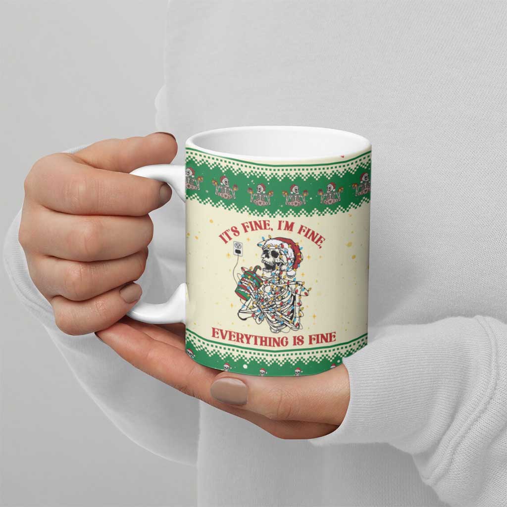 Funny Skeleton Christmas Ceramic Mug It's Fine I'm Fine Everything Is Fine - Wonder Print Shop