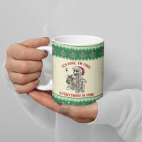 Funny Skeleton Christmas Ceramic Mug It's Fine I'm Fine Everything Is Fine - Wonder Print Shop