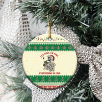 Funny Skeleton Christmas Ceramic Ornament It's Fine I'm Fine Everything Is Fine - Wonder Print Shop