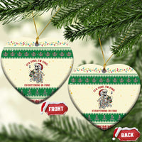 Funny Skeleton Christmas Ceramic Ornament It's Fine I'm Fine Everything Is Fine - Wonder Print Shop