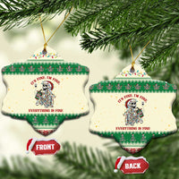 Funny Skeleton Christmas Ceramic Ornament It's Fine I'm Fine Everything Is Fine - Wonder Print Shop