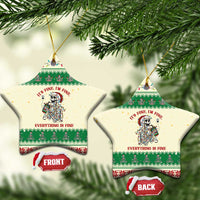 Funny Skeleton Christmas Ceramic Ornament It's Fine I'm Fine Everything Is Fine - Wonder Print Shop