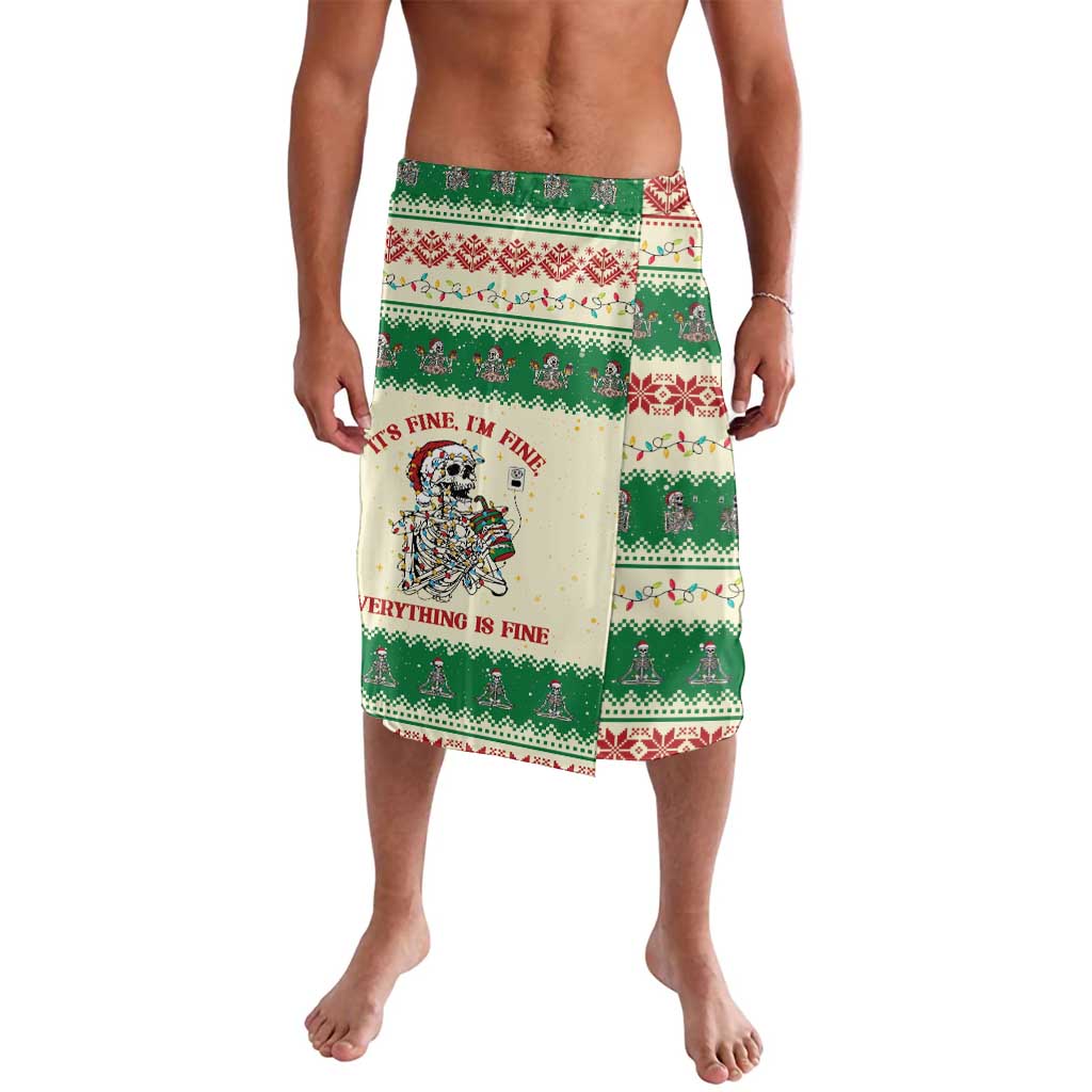 Funny Skeleton Christmas Lavalava It's Fine I'm Fine Everything Is Fine - Wonder Print Shop
