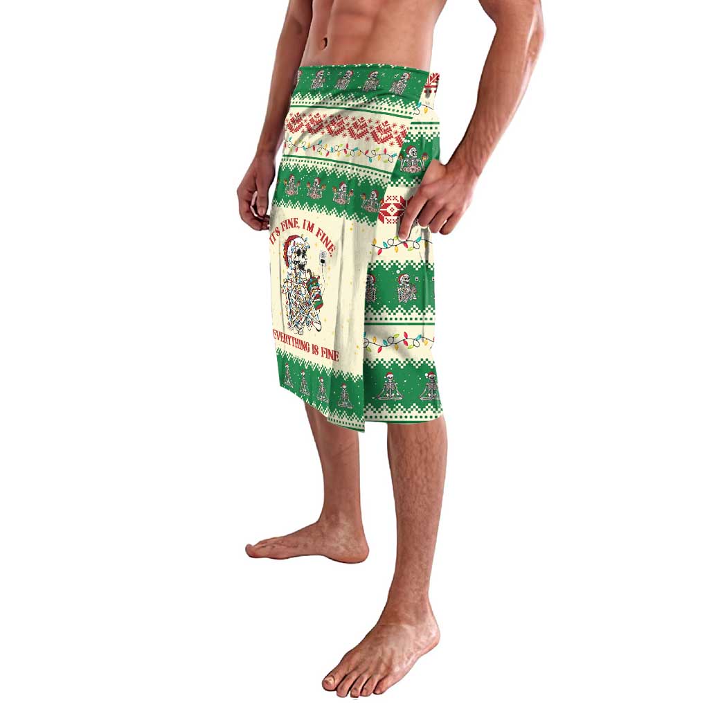 Funny Skeleton Christmas Lavalava It's Fine I'm Fine Everything Is Fine - Wonder Print Shop