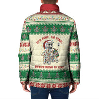 Funny Skeleton Christmas Padded Jacket It's Fine I'm Fine Everything Is Fine - Wonder Print Shop