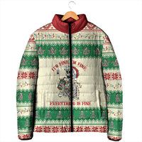 Funny Skeleton Christmas Padded Jacket It's Fine I'm Fine Everything Is Fine - Wonder Print Shop