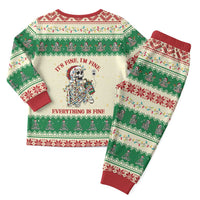 Funny Skeleton Christmas Pajama Set It's Fine I'm Fine Everything Is Fine - Wonder Print Shop