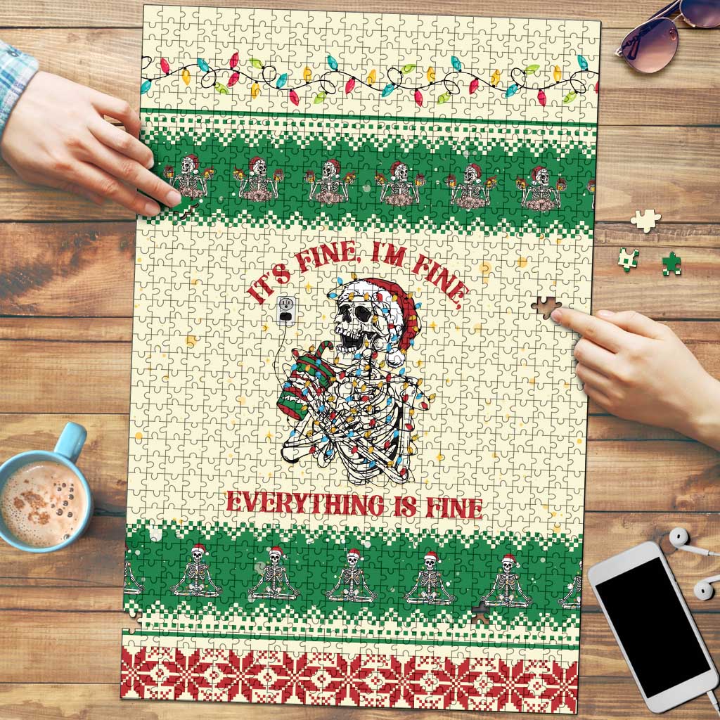 Funny Skeleton Christmas Puzzle It's Fine I'm Fine Everything Is Fine - Wonder Print Shop