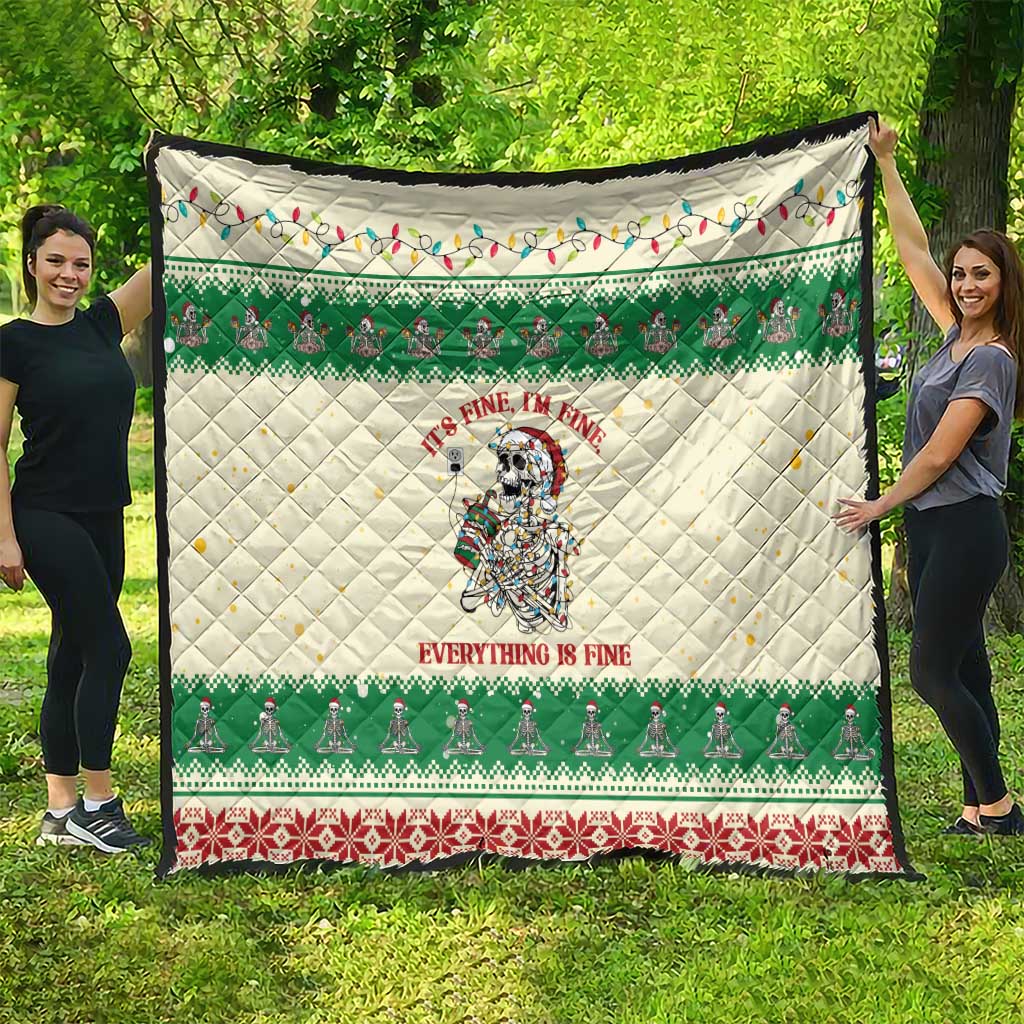 Funny Skeleton Christmas Quilt It's Fine I'm Fine Everything Is Fine - Wonder Print Shop
