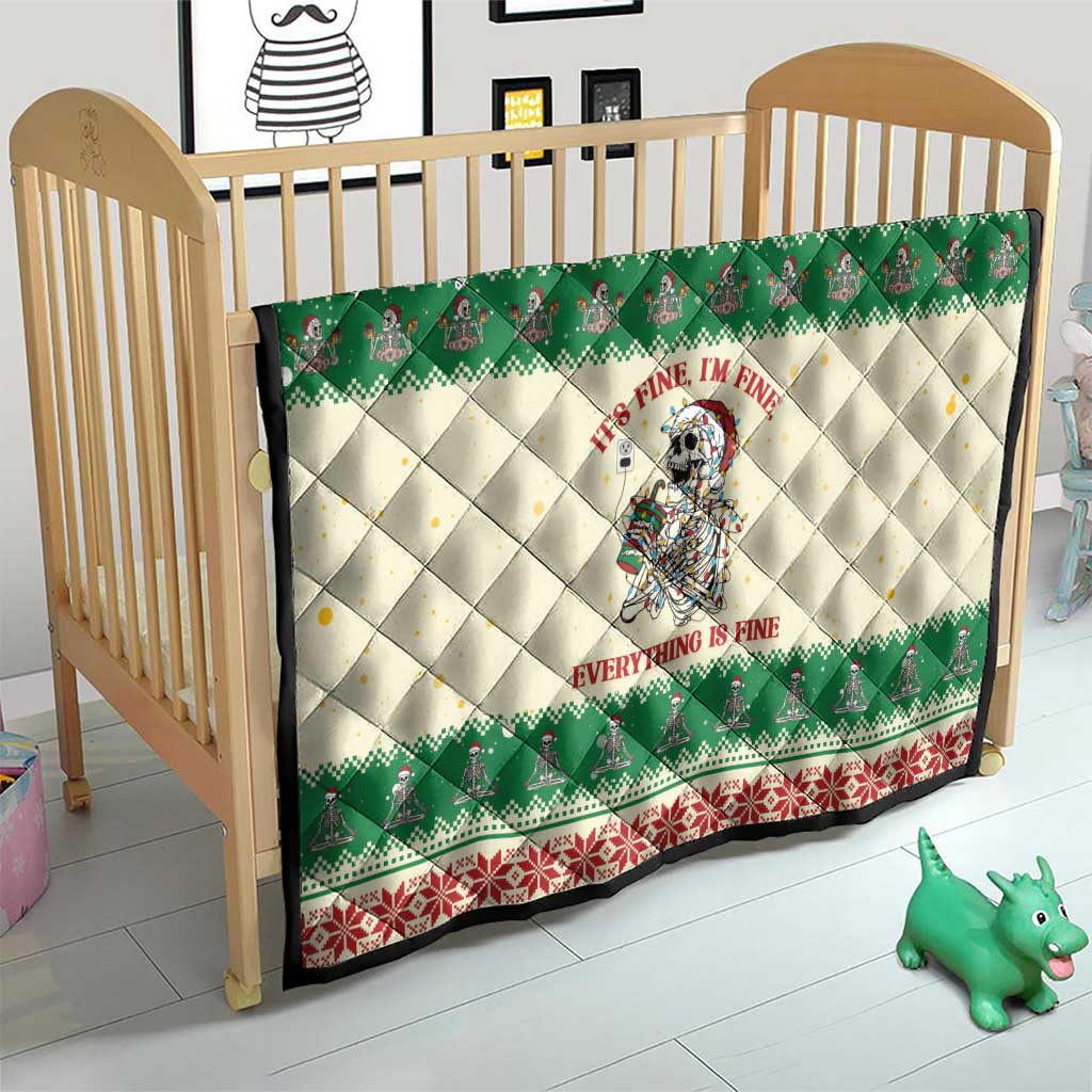 Funny Skeleton Christmas Quilt It's Fine I'm Fine Everything Is Fine - Wonder Print Shop