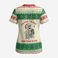 Funny Skeleton Christmas Scrub Top It's Fine I'm Fine Everything Is Fine - Wonder Print Shop
