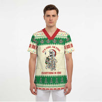 Funny Skeleton Christmas Scrub Top It's Fine I'm Fine Everything Is Fine - Wonder Print Shop