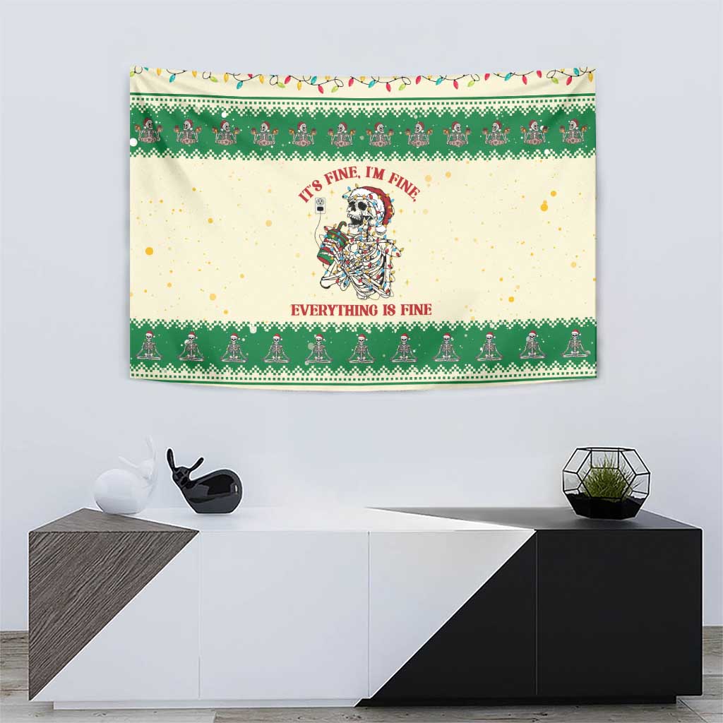 Funny Skeleton Christmas Tapestry It's Fine I'm Fine Everything Is Fine - Wonder Print Shop