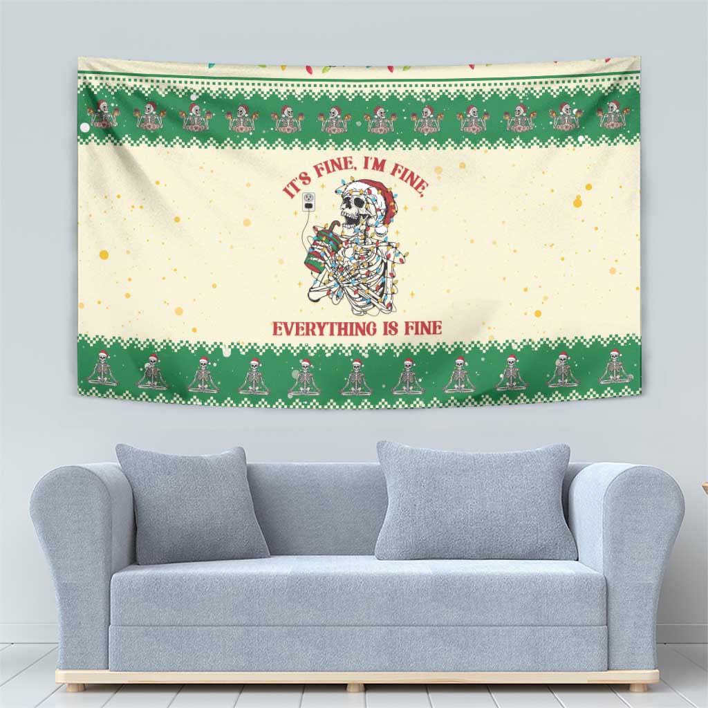 Funny Skeleton Christmas Tapestry It's Fine I'm Fine Everything Is Fine - Wonder Print Shop