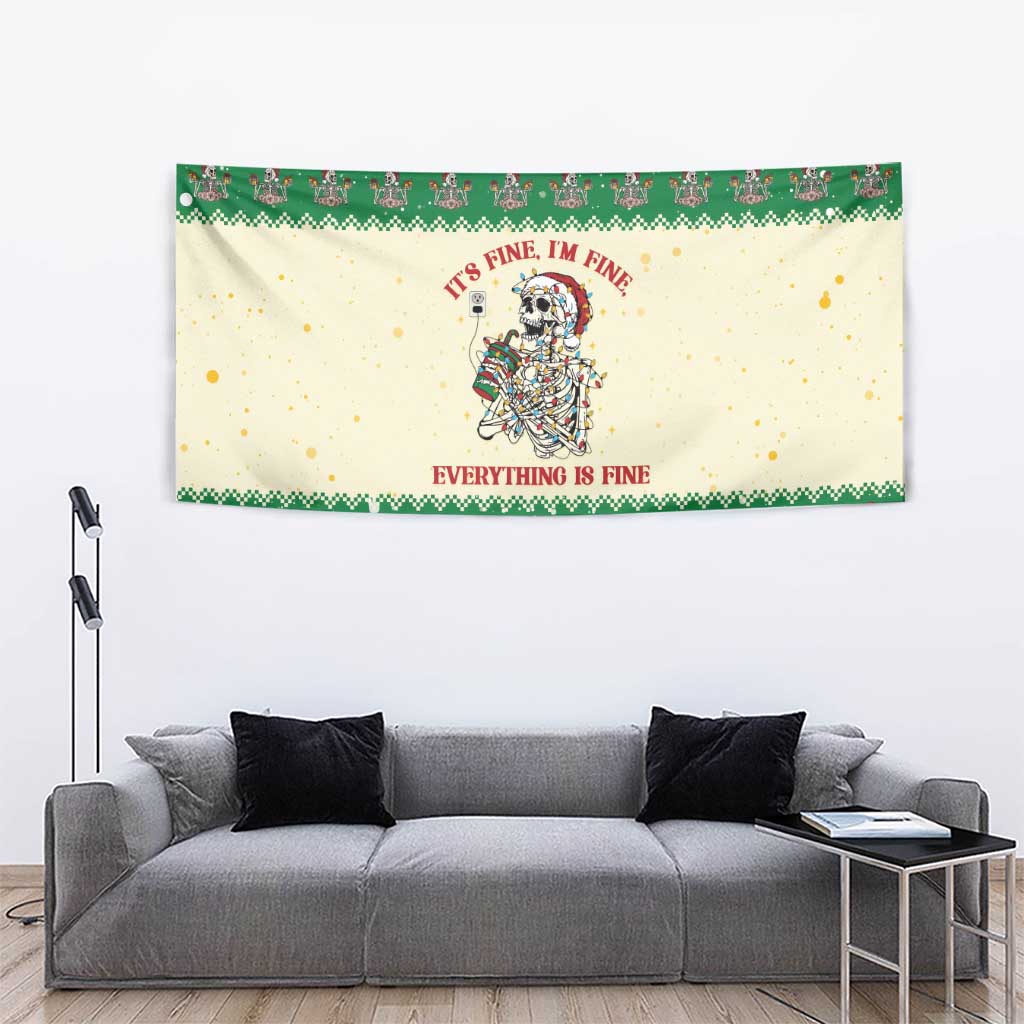 Funny Skeleton Christmas Tapestry It's Fine I'm Fine Everything Is Fine - Wonder Print Shop