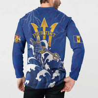 Personalized Barbados Button Sweatshirt Poseidon Trident