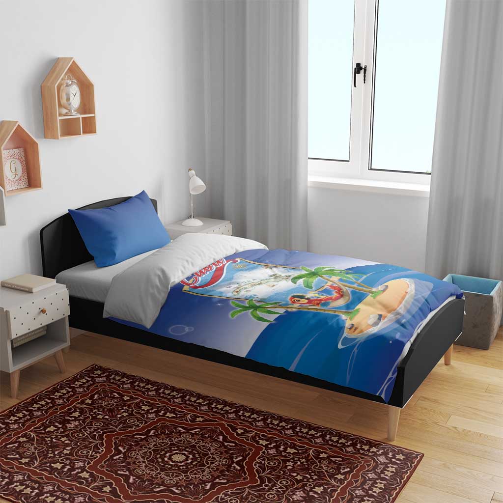 Cuba Bedding Set Funny Macaw Decorative Map