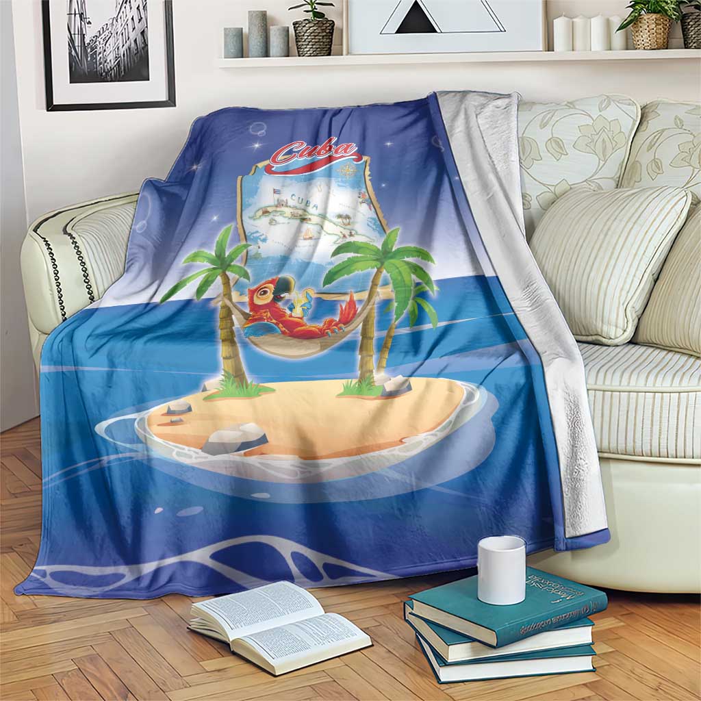 Cuba Blanket Funny Macaw Decorative Map