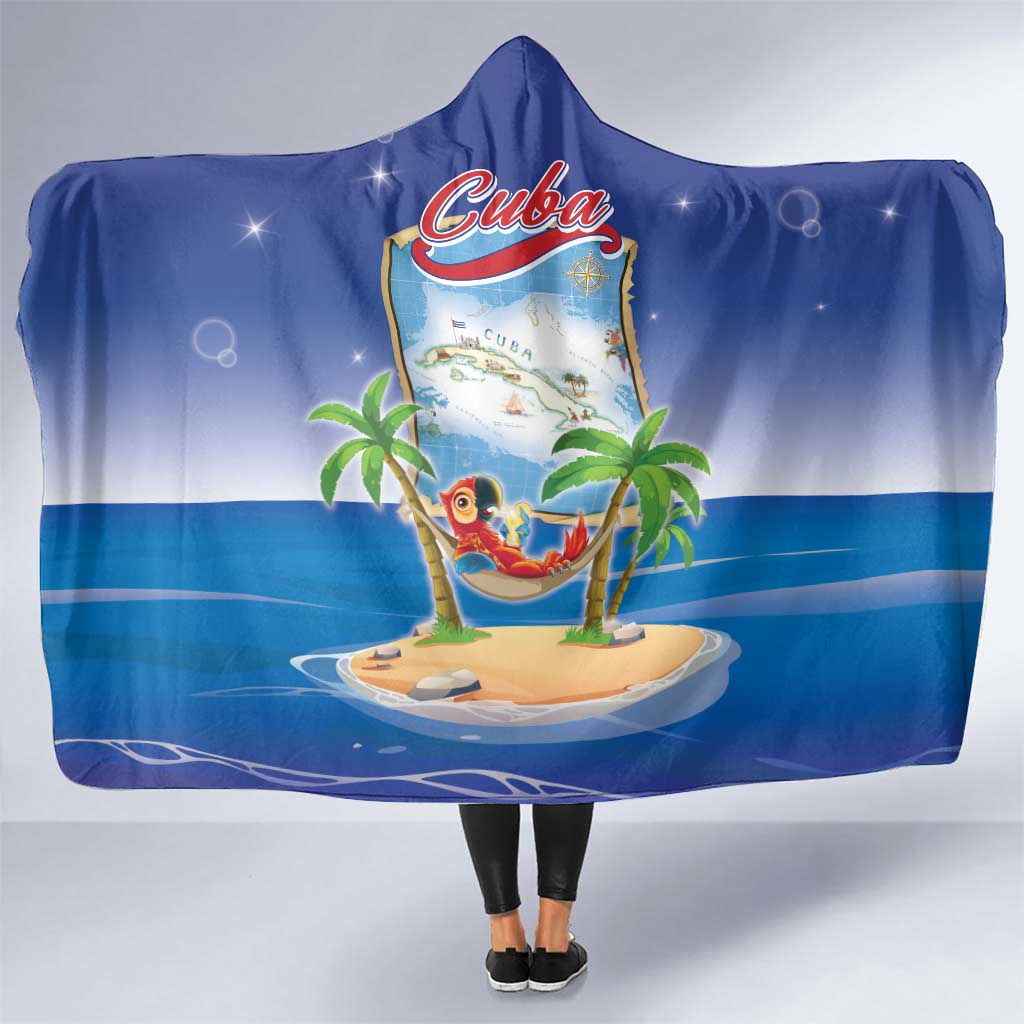 Cuba Hooded Blanket Funny Macaw Decorative Map