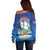 Cuba Off Shoulder Sweater Funny Macaw Decorative Map