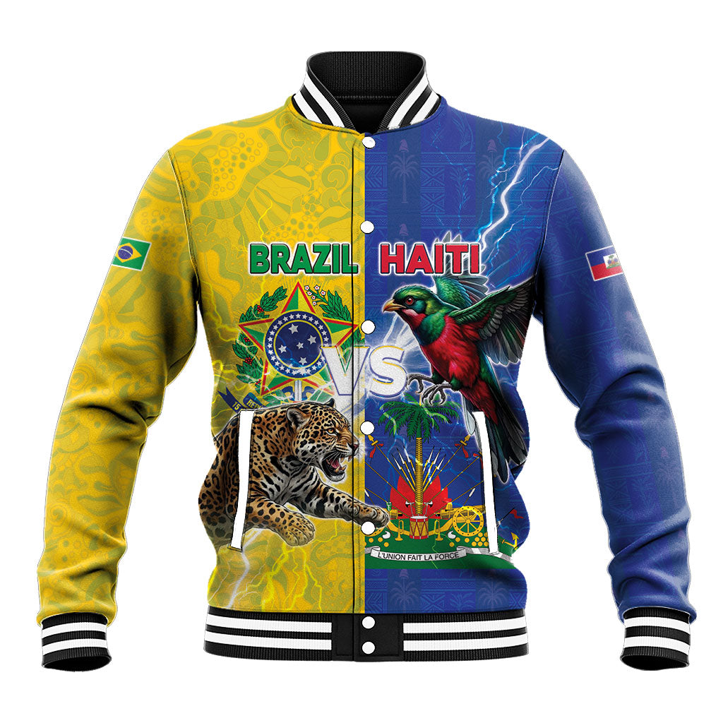 Custom Brazil And Haiti Football Baseball Jacket Jaguar With Kanson Wouj Special Style