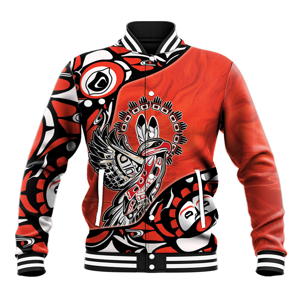 Canada National Indigenous Peoples Day Baseball Jacket Haida Art Eagle