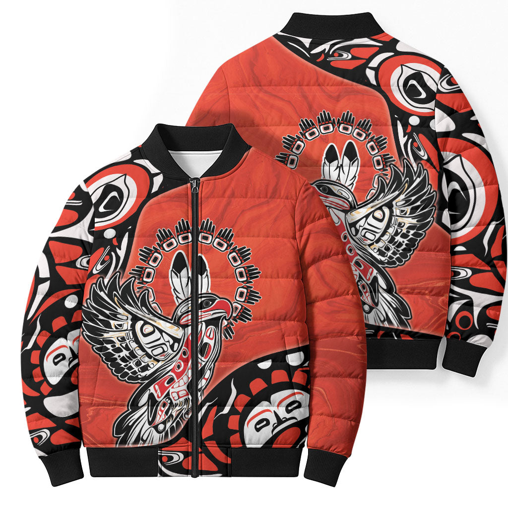 Canada National Indigenous Peoples Day Bomber Puffer Jacket Haida Art Eagle