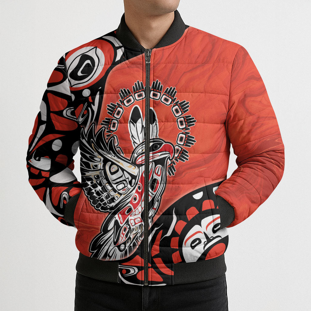 Canada National Indigenous Peoples Day Bomber Puffer Jacket Haida Art Eagle