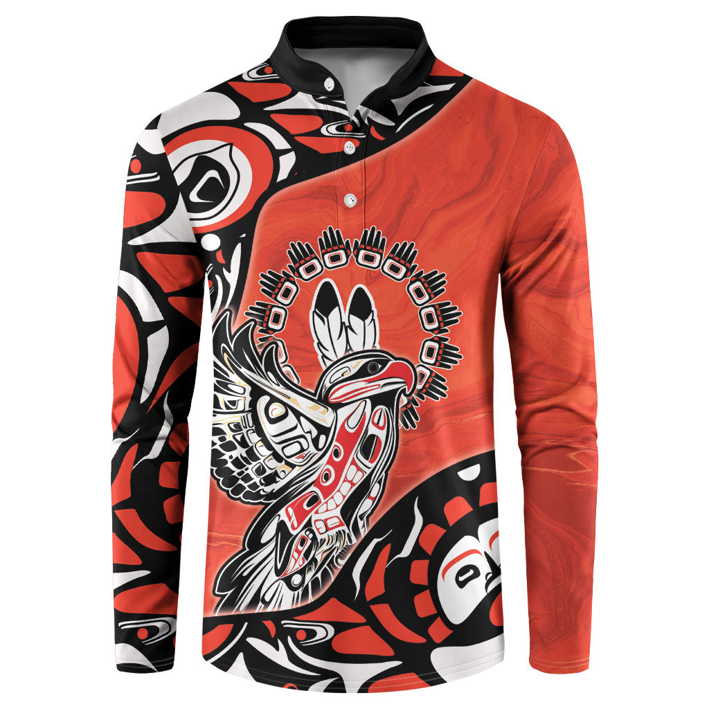 Canada National Indigenous Peoples Day Button Sweatshirt Haida Art Eagle