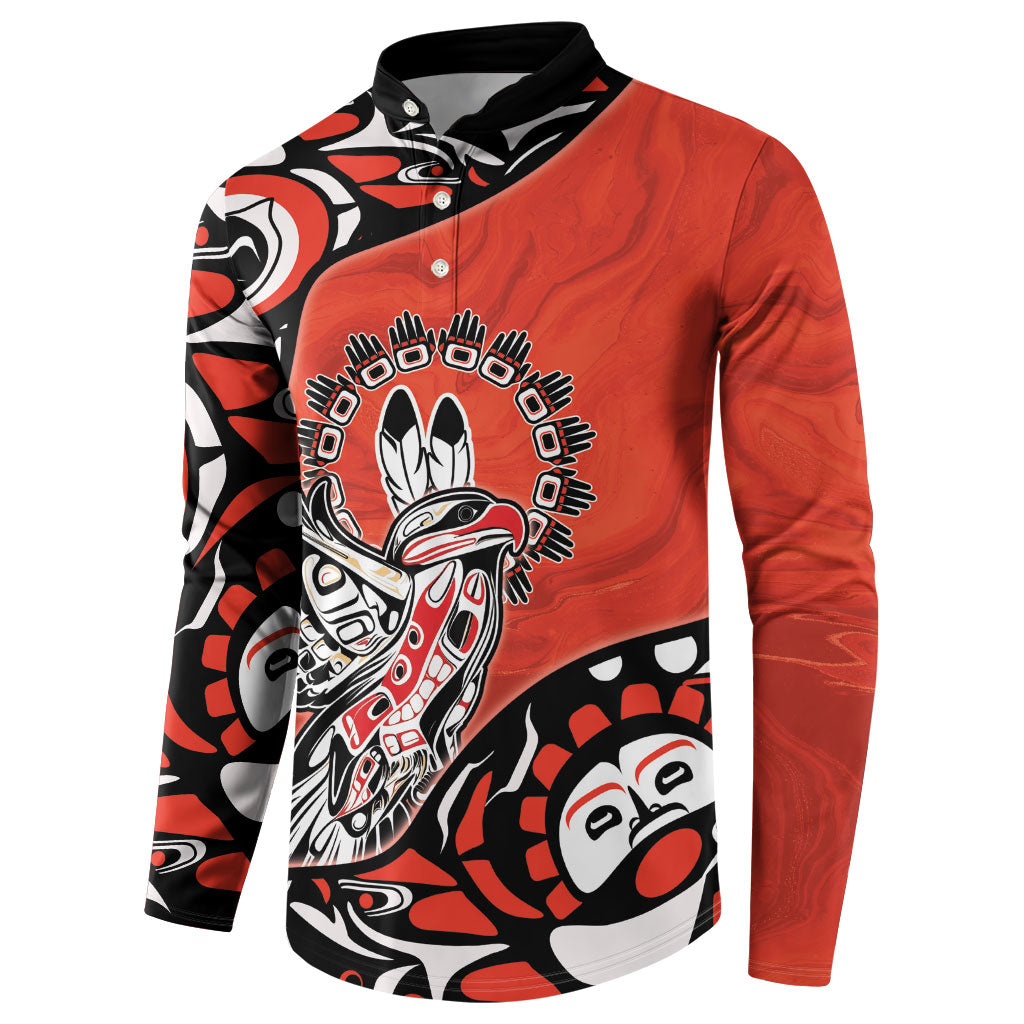 Canada National Indigenous Peoples Day Button Sweatshirt Haida Art Eagle