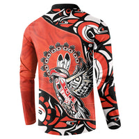 Canada National Indigenous Peoples Day Button Sweatshirt Haida Art Eagle
