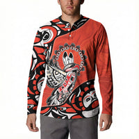 Canada National Indigenous Peoples Day Button Sweatshirt Haida Art Eagle
