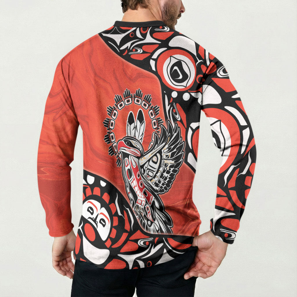 Canada National Indigenous Peoples Day Button Sweatshirt Haida Art Eagle