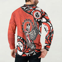 Canada National Indigenous Peoples Day Button Sweatshirt Haida Art Eagle