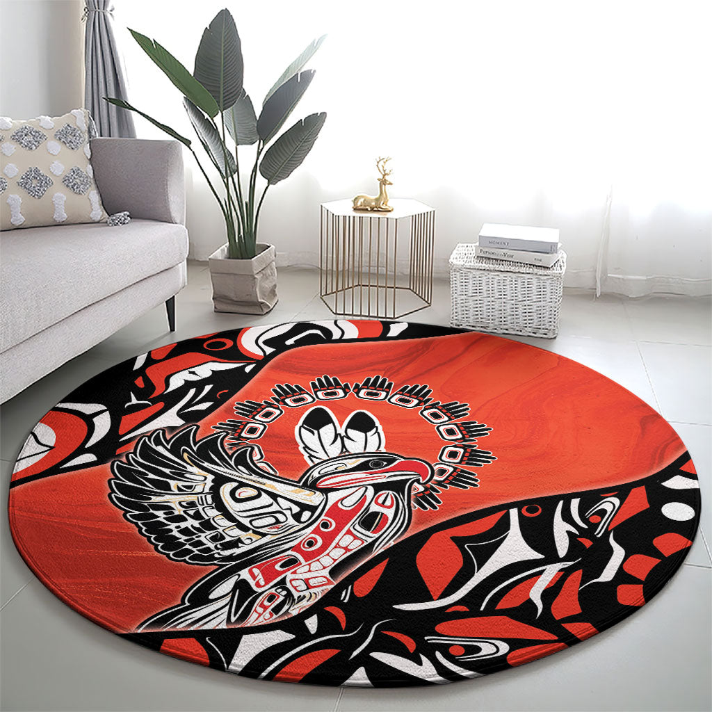 Canada National Indigenous Peoples Day Round Carpet Haida Art Eagle