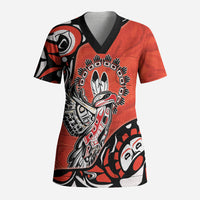 Canada National Indigenous Peoples Day Scrub Top Haida Art Eagle
