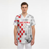 Personalized Croatia Hrvatska Scrub Top National Day 2026 White Version
