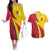 Custom Colombia 2024 Football Couples Matching Off The Shoulder Long Sleeve Dress and Hawaiian Shirt Go Champions Los Cafeteros LT05 - Wonder Print Shop