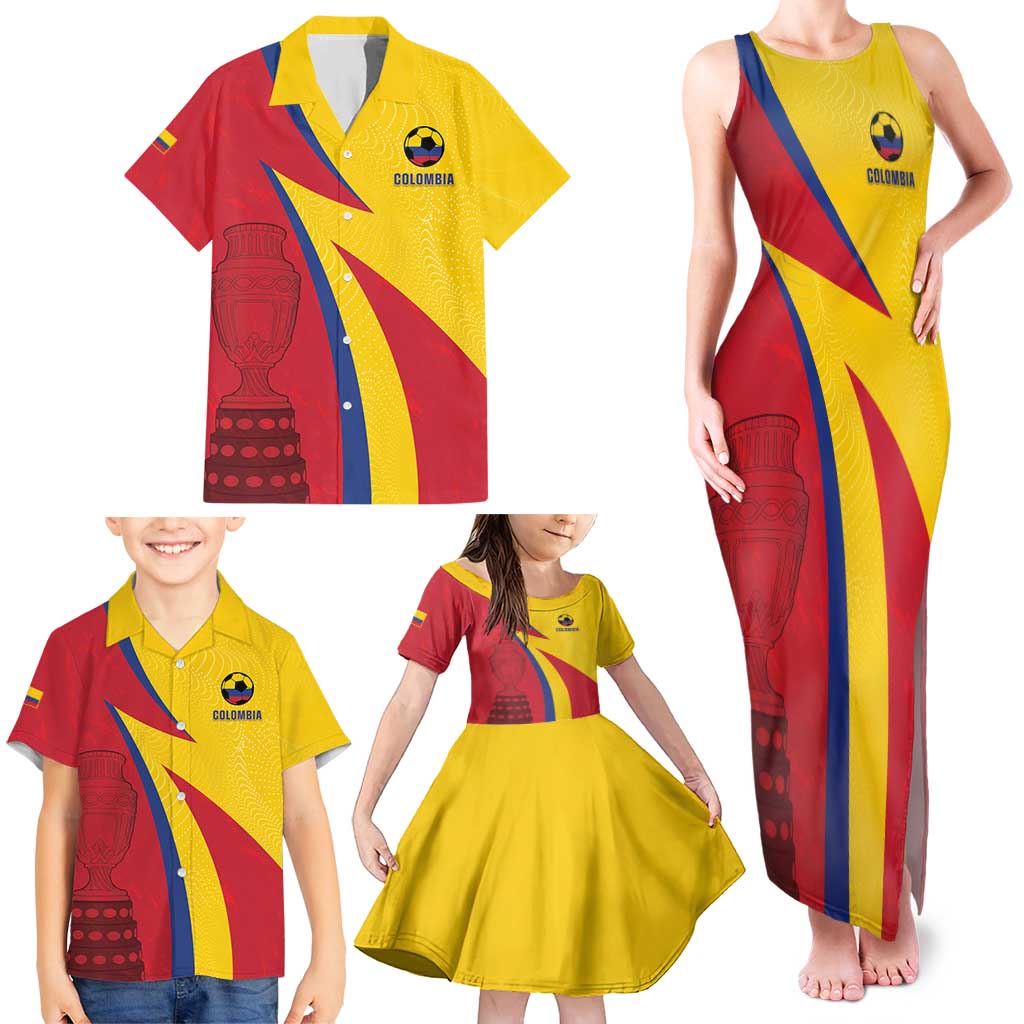 Custom Colombia 2024 Football Family Matching Tank Maxi Dress and Hawaiian Shirt Go Champions Los Cafeteros LT05 - Wonder Print Shop